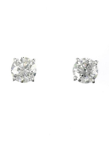 14K White Gold Stud Earrings with 1 CT. T.W. Diamonds
