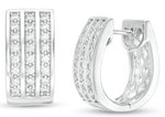 1.00 CT. T.W. Diamond Triple Row Huggie Hoop Earrings